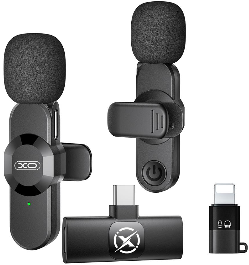 Lavalier XO Design MC14 Dual, USB-C / Lightning, Set om 2, Svart