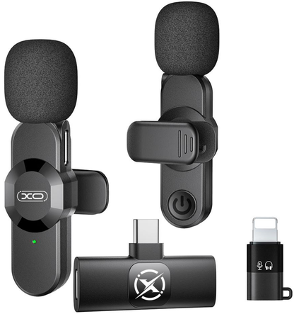 Lavalier XO Design MC14 Dual, USB-C / Lightning, Set om 2, Svart