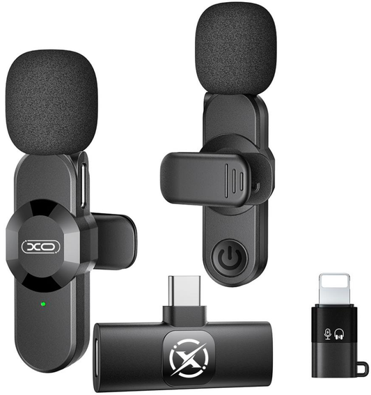 Lavalier XO Design MC14 Dual, USB-C / Lightning, Set om 2, Svart