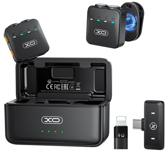 Lavaliermikrofon XO Design MC15 Dual, USB-C / Lightning, Set om 2 stycken, Svart