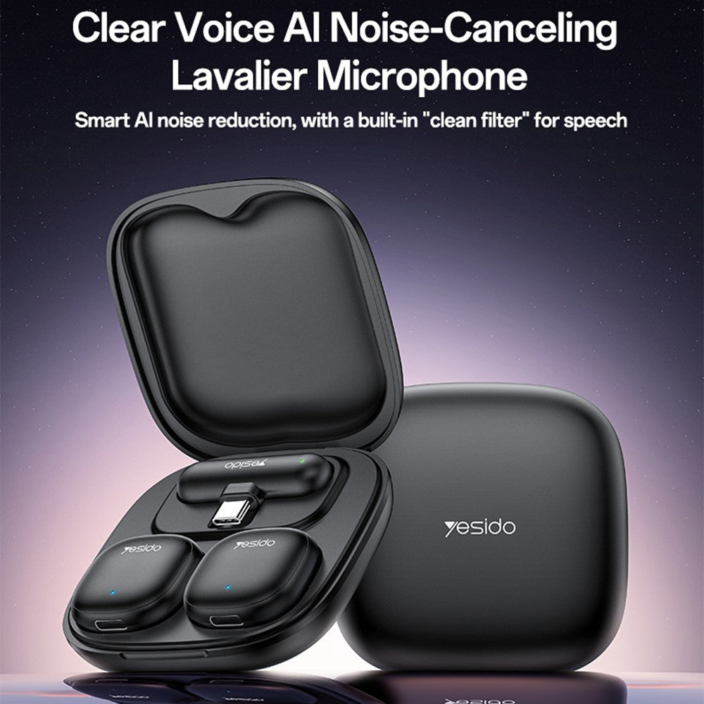 Lavaliermikrofon Yesido KR21, USB-C, Set med 2 stycken, Svart