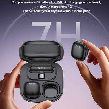 Lavaliermikrofon Yesido KR21, USB-C, Set med 2 stycken, Svart