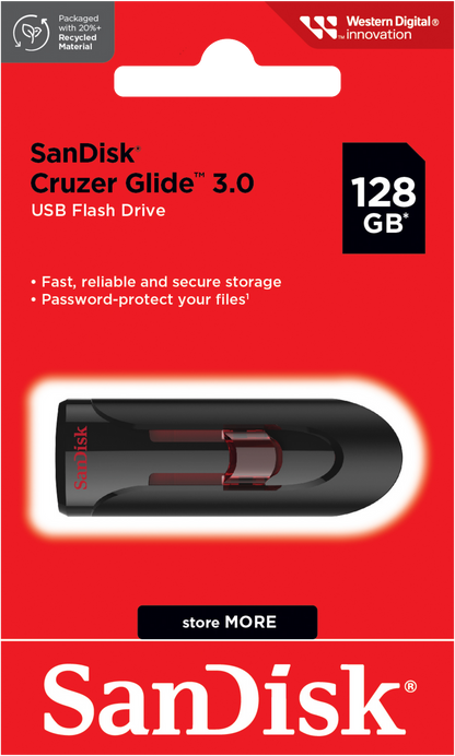 Externminne USB-A 3.0 SanDisk Cruzer Glide, 128Gb SDCZ600-128G-G35