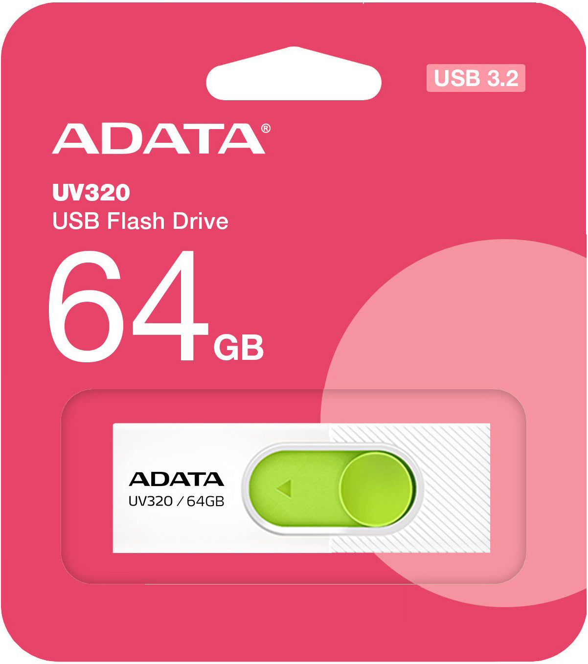 Externminne USB-A 3.2 Adata UV320, 64Gb AUV320-64G-RWHGN