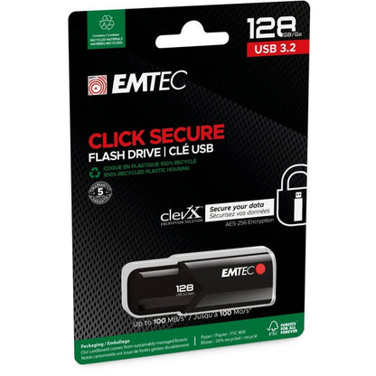 Externminne USB-A 3.2 Emtec B120 Click Secure, 128Gb ECMMD128GB123