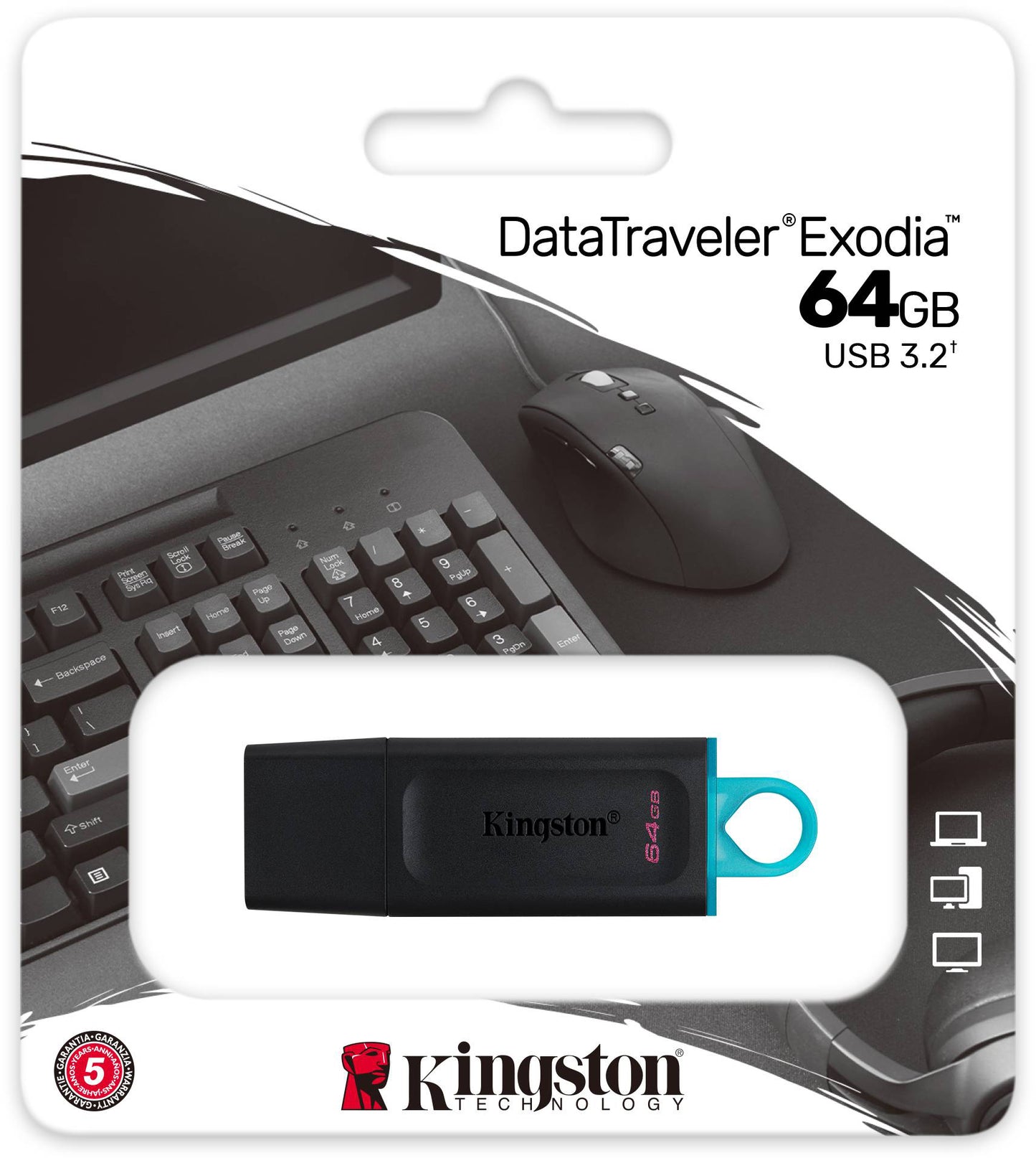 Externminne USB-A 3.2 Kingston DT Exodia, 64Gb DTX/64GB