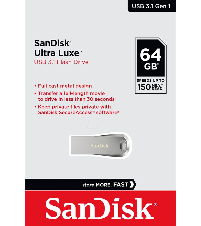 Externminne USB-A 3.2 SanDisk Ultra Luxe, 64Gb SDCZ74-064G-G46