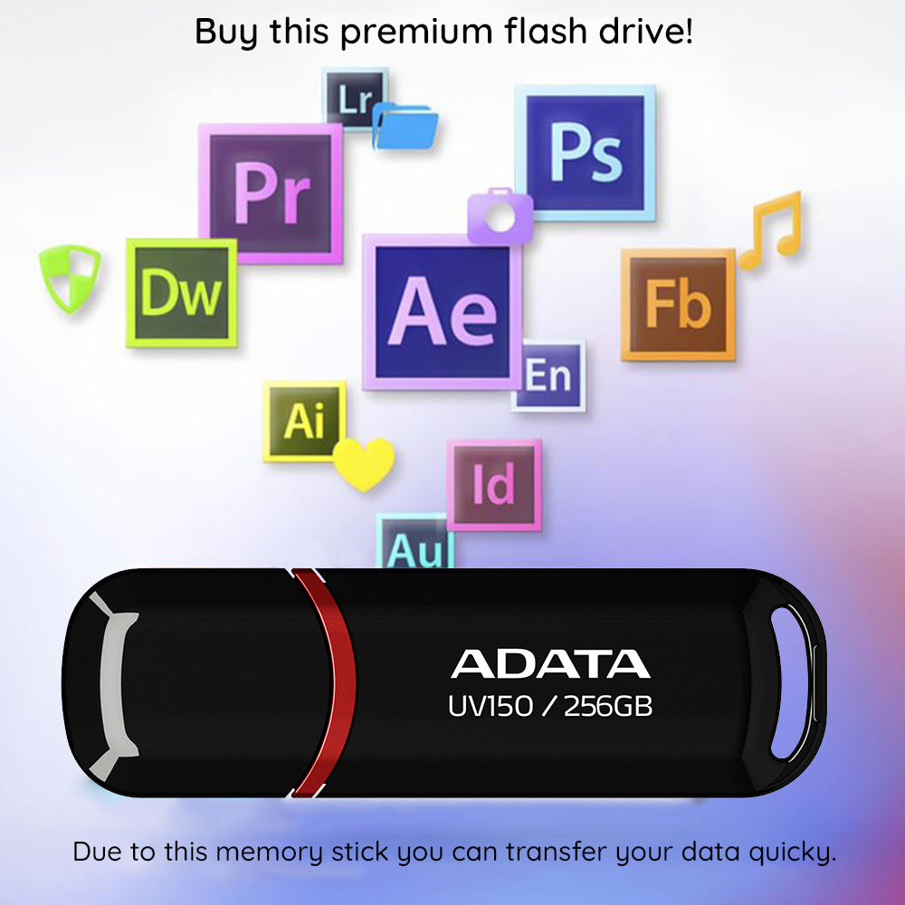 Externt USB-A 3.2-minne Adata UV150, 64 GB AUV150-64G-RBK