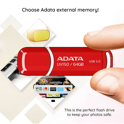 Externt USB-A 3.2-minne Adata UV150, 64 GB AUV150-64G-RBK
