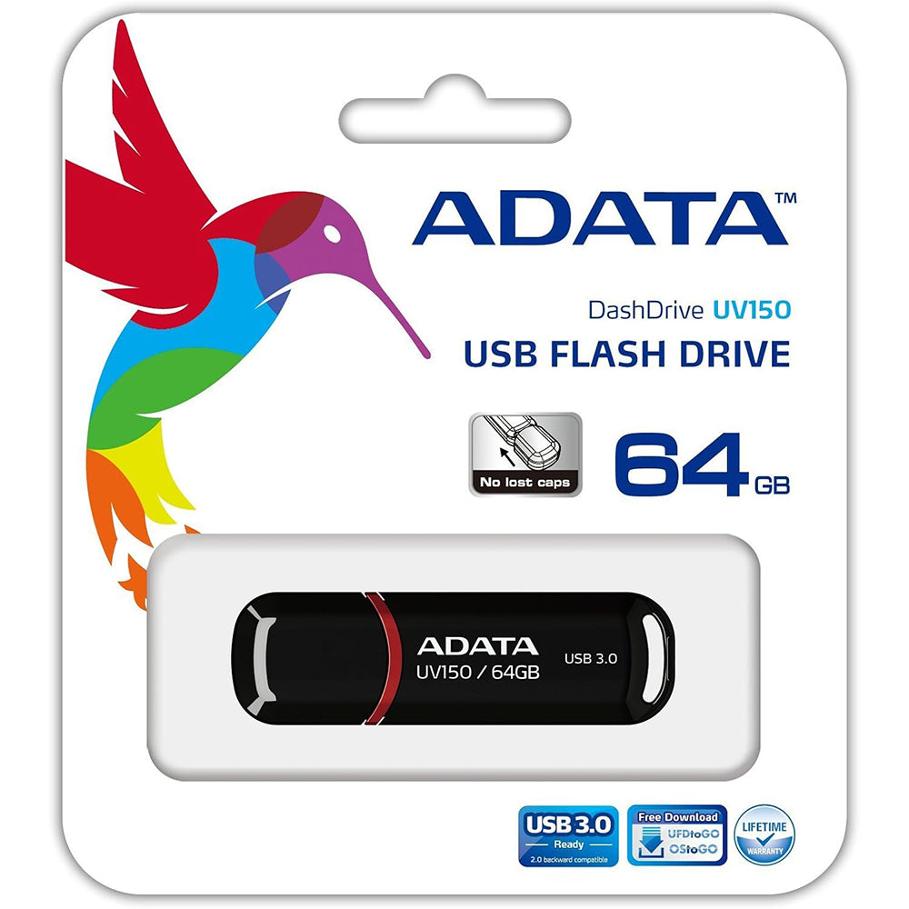 Externt USB-A 3.2-minne Adata UV150, 64 GB AUV150-64G-RBK