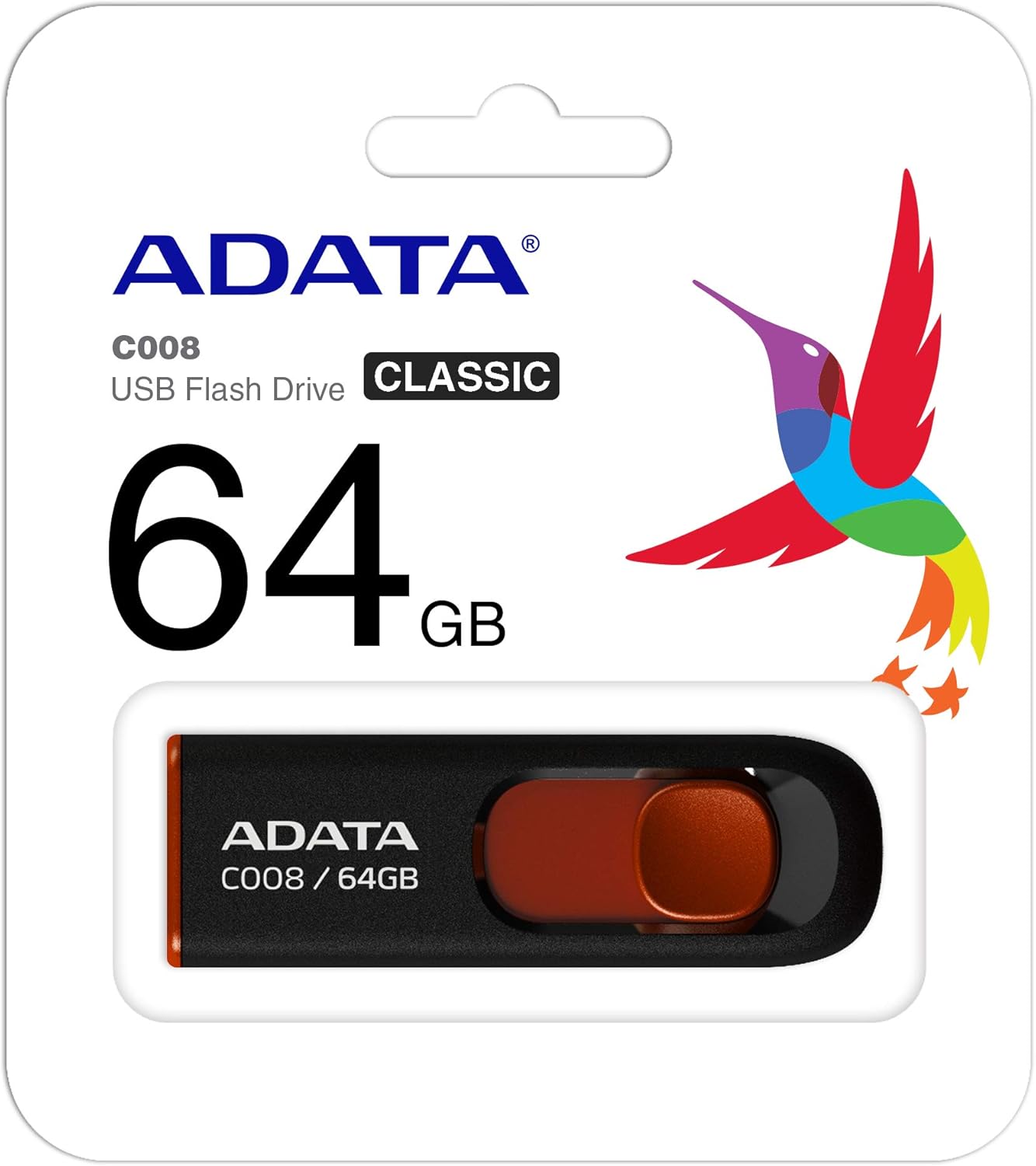 Externminne USB-A Adata C008, 64Gb AC008-64G-RKD