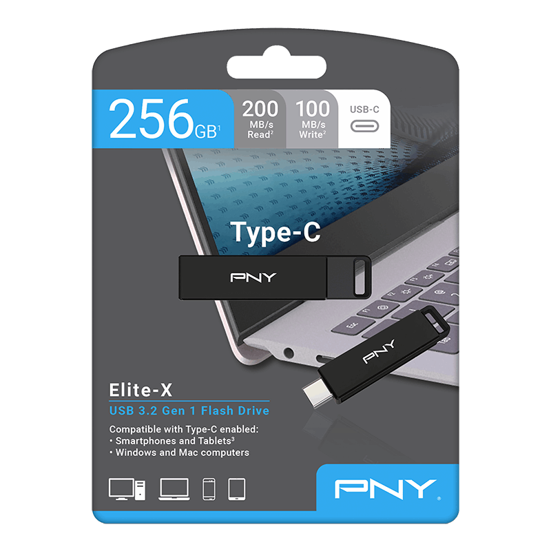 Externminne USB-C PNY PenDrive Elite X, 64Gb P-FDI64GELTXC-GE