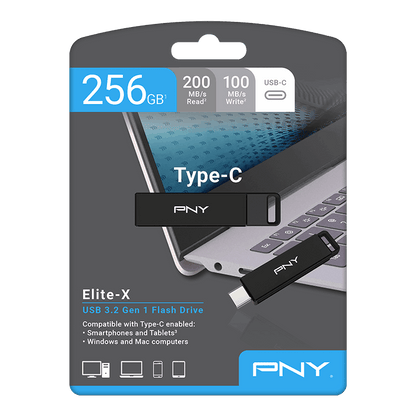 Externminne USB-C PNY PenDrive Elite X, 64Gb P-FDI64GELTXC-GE