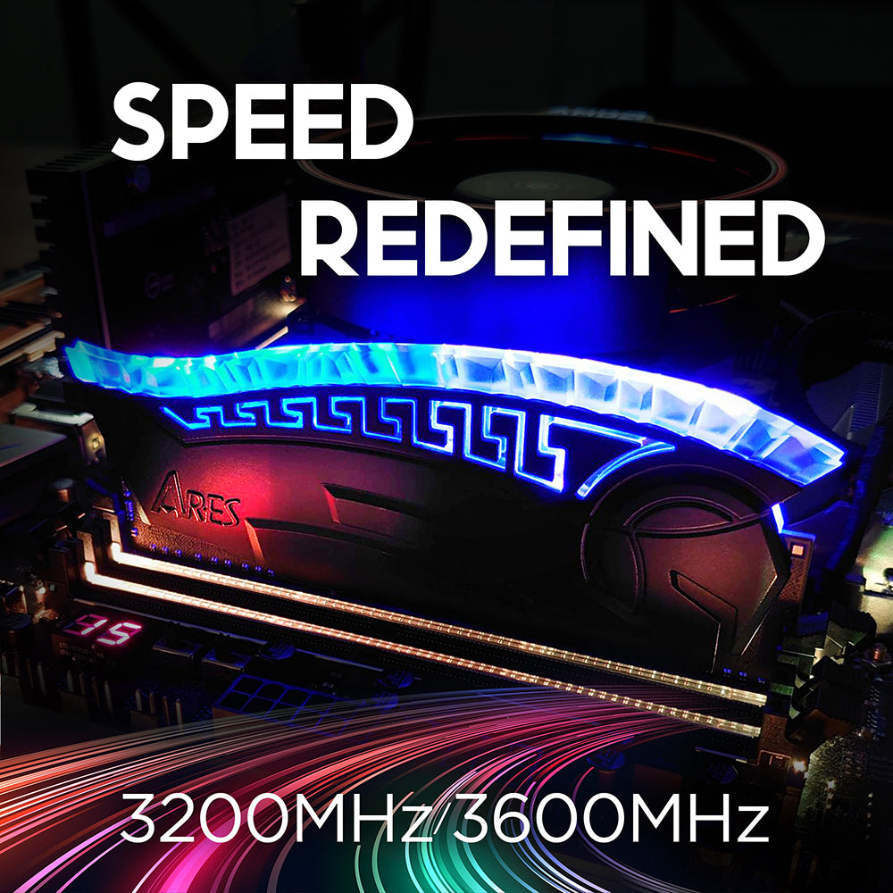 Dato Ares Armor RAM Memory, DDR4, RGB, 2 x 8GB, 3600Mhz, CL18, Black AMRGB8GX216G36K