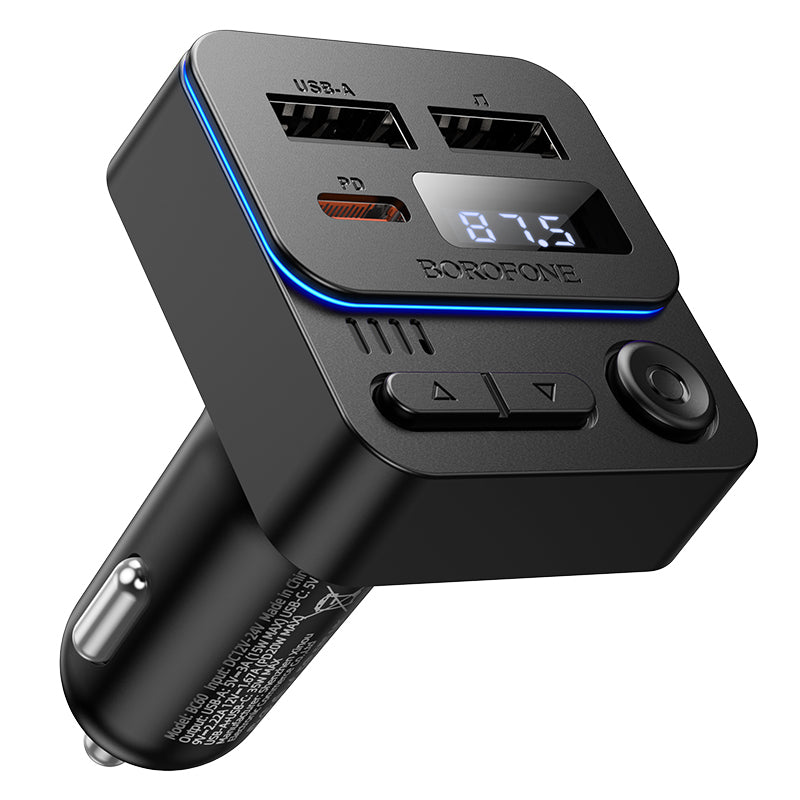 FM Bluetooth-modulator Borofone BC60 Hero, 2 x USB-A - 1 x USB-C