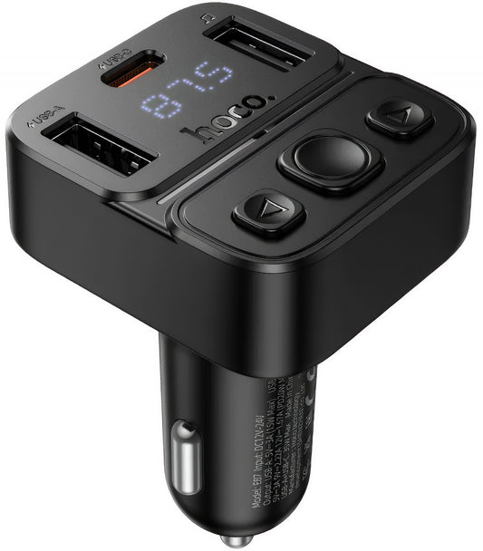 FM Bluetooth-modulator HOCO E87, 2 x USB-A - 1 x USB-C