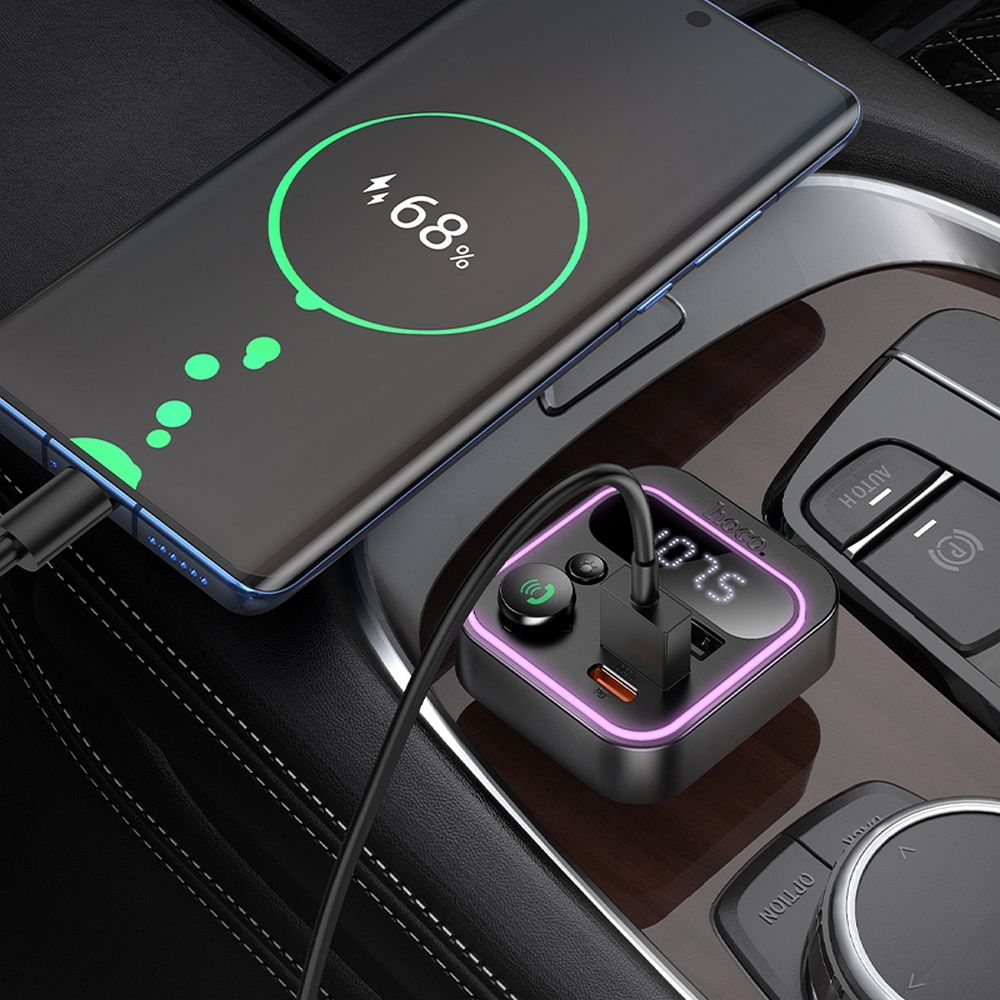 FM Bluetooth-modulator HOCO E85, 2 x USB-A - 1 x USB-C