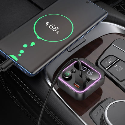 FM Bluetooth-modulator HOCO E85, 2 x USB-A - 1 x USB-C