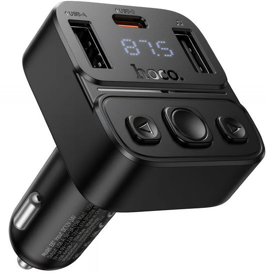FM Bluetooth-modulator HOCO E87, 2 x USB-A - 1 x USB-C