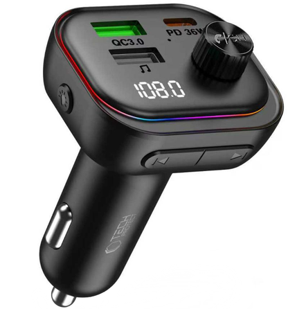 FM-modulator Bluetooth Tech-Protect CC07, 2 x USB-A - 1 x USB-C