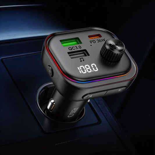 FM-modulator Bluetooth Tech-Protect CC07, 2 x USB-A - 1 x USB-C