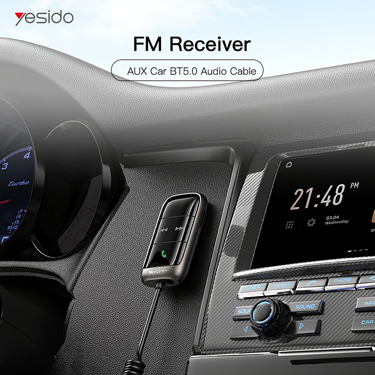 FM-modulator Bluetooth Yesido YAU32, 1 x 3,5 mm - 1 x microSD
