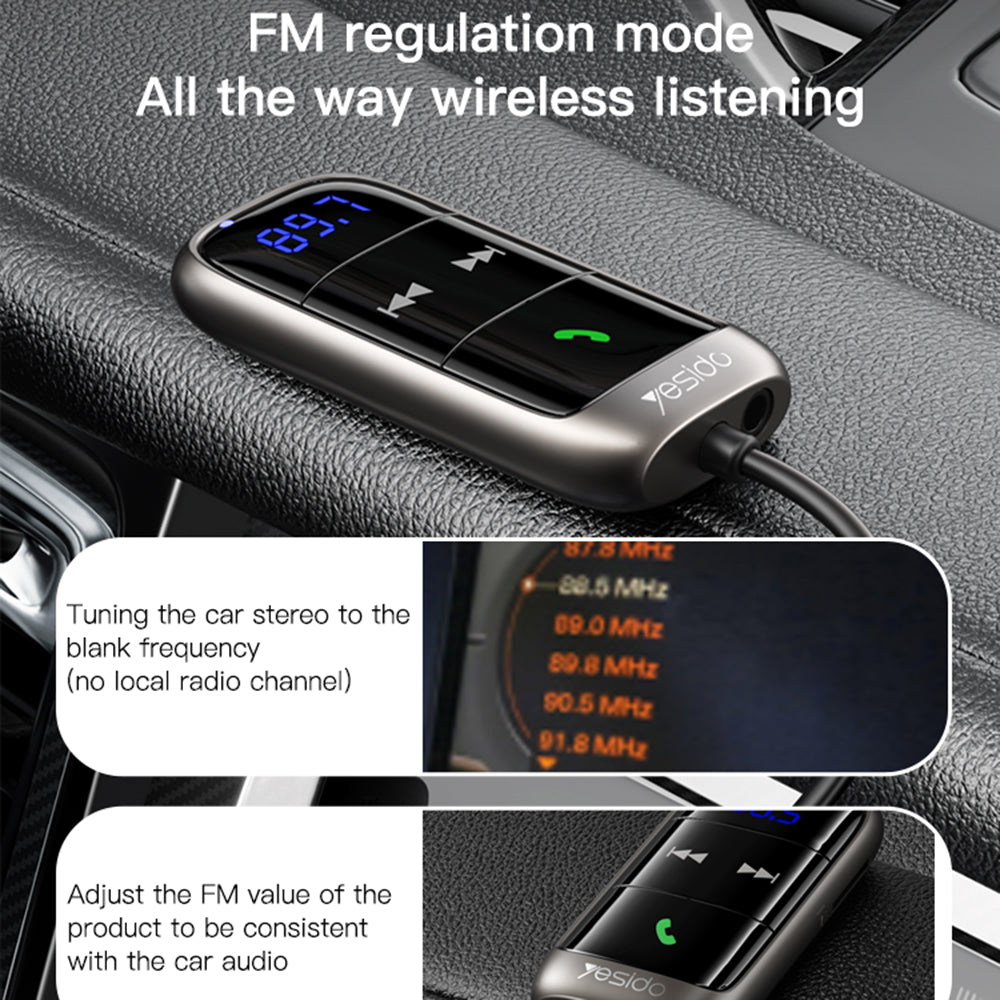FM-modulator Bluetooth Yesido YAU32, 1 x 3,5 mm - 1 x microSD