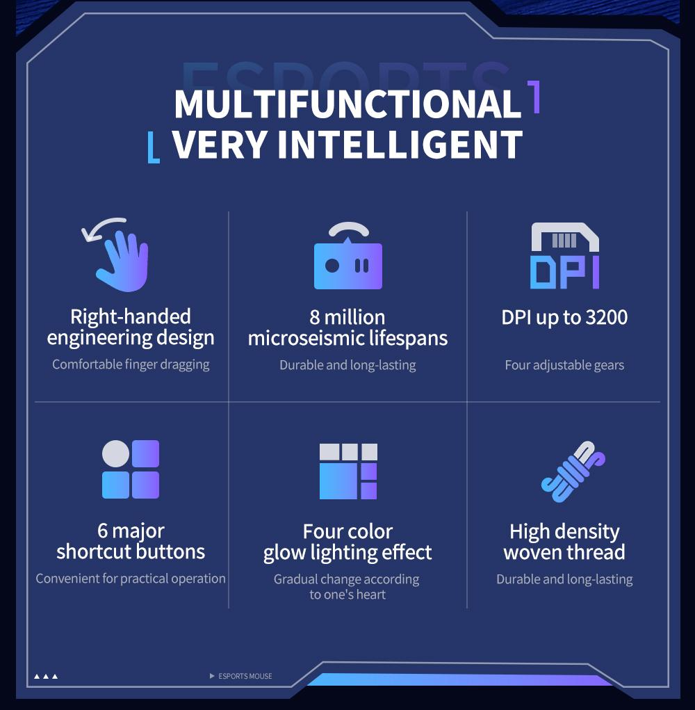 Wired USB Gaming Mouse XO Design M10, RGB, 3200DPI, Black