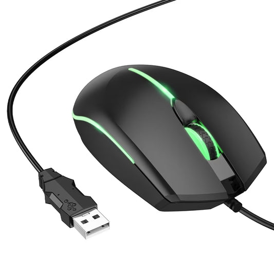 Gamingmus med sladd USB HOCO GM37, RGB, 2400DPI, Svart