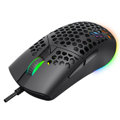 Gamingmus med sladd USB HAVIT MS1036, RGB, 1200DPI - 7200DPI, 1.6m, Vit