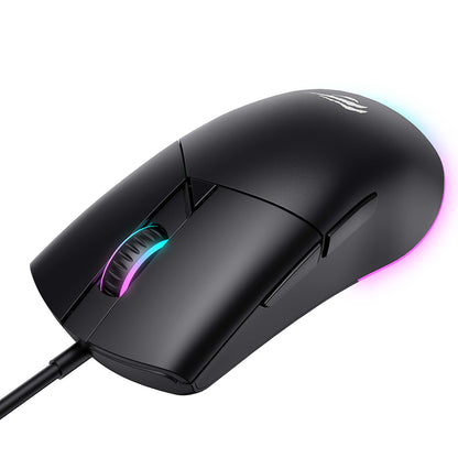 Gamingmus med sladd USB HAVIT MS1038, RGB, 1200DPI - 7200DPI, 1.6m, Svart