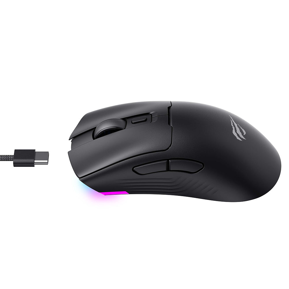 Trådlös Gamingmus HAVIT MS966WB, 800DPI - 10000DPI, BT / Wi-Fi / Kabelansluten, Svart