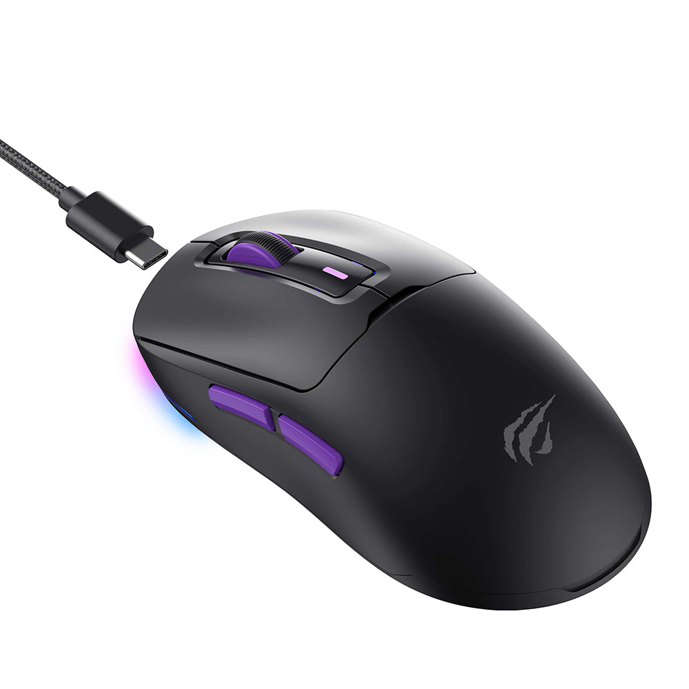 Trådlös Gamingmus HAVIT MS969WB, RGB, 1000DPI - 16000DPI, BT / Wi-Fi / Kabelansluten, Svart