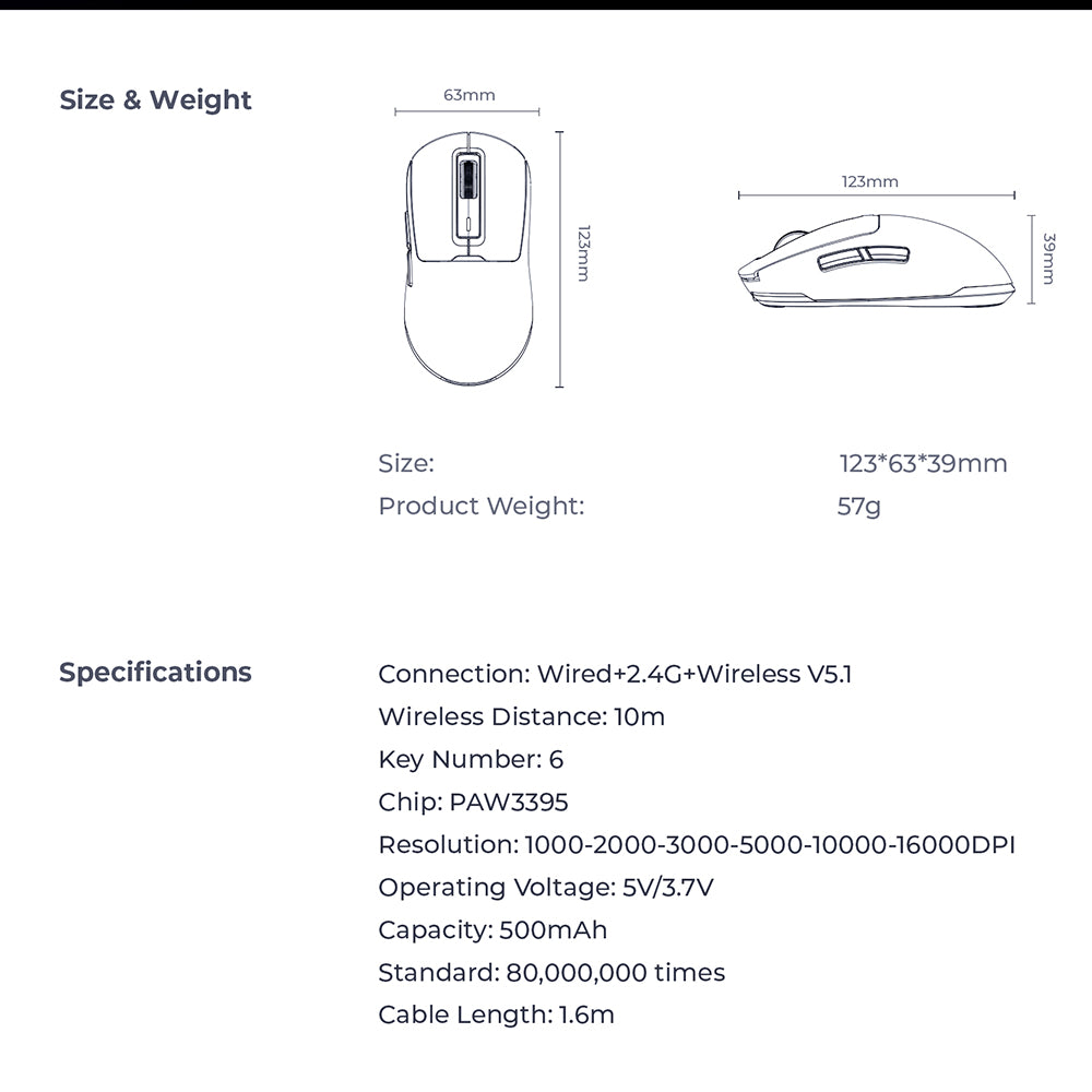 Trådlös Gamingmus HAVIT MS969WB, RGB, 1000DPI - 16000DPI, Svart