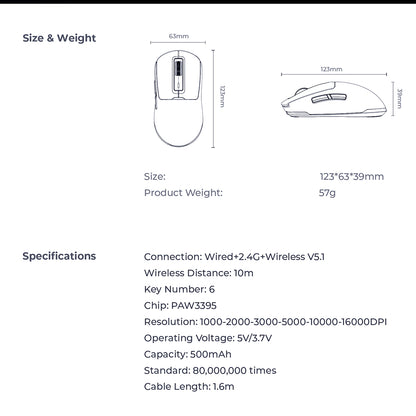 Trådlös Gamingmus HAVIT MS969WB, RGB, 1000DPI - 16000DPI, Svart