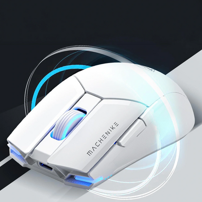 Trådlös gamingmus Machenike M7 Pro, RGB, 1000 DPI–26000 DPI, vit