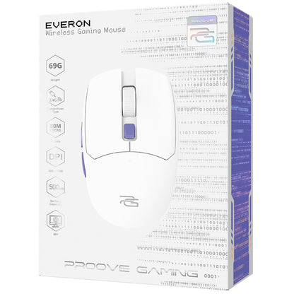 Gamingmus Trådlös Proove Everon, 800DPI - 10000DPI, Vit WMEV00022002