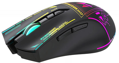 Trådlös Gamingmus WZK WMGB-3200, 3200DPI, RGB, Svart