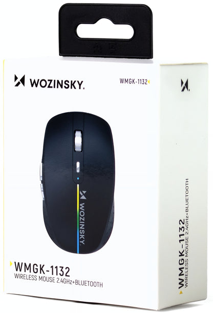 Trådlös Gamingmus WZK WMGK-1132, 1600DPI, RGB, BT / Wi-Fi, Svart