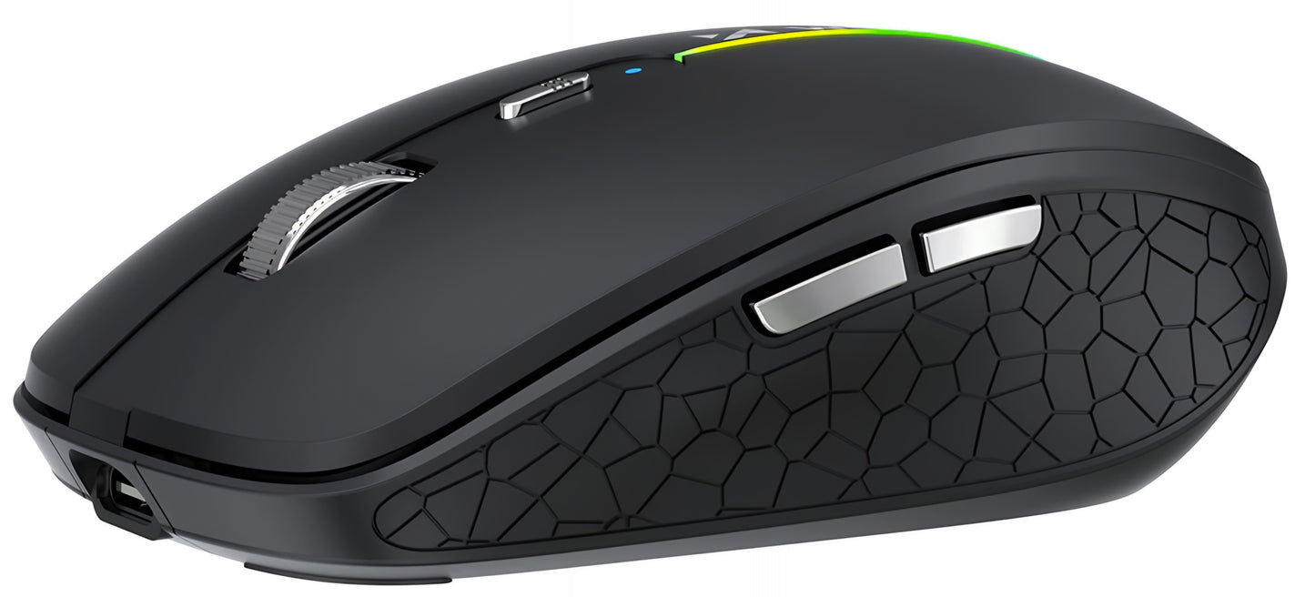 Trådlös Gamingmus WZK WMGK-1132, 1600DPI, RGB, BT / Wi-Fi, Svart