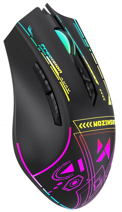 Trådlös Gamingmus WZK WMGB-3200, 3200DPI, RGB, Svart