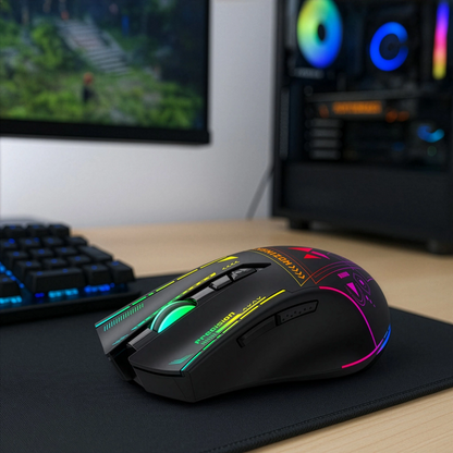 Trådlös Gamingmus WZK WMGB-3200, 3200DPI, RGB, Svart