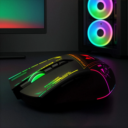 Trådlös Gamingmus WZK WMGB-3200, 3200DPI, RGB, Svart