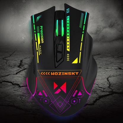 Trådlös Gamingmus WZK WMGB-3200, 3200DPI, RGB, Svart