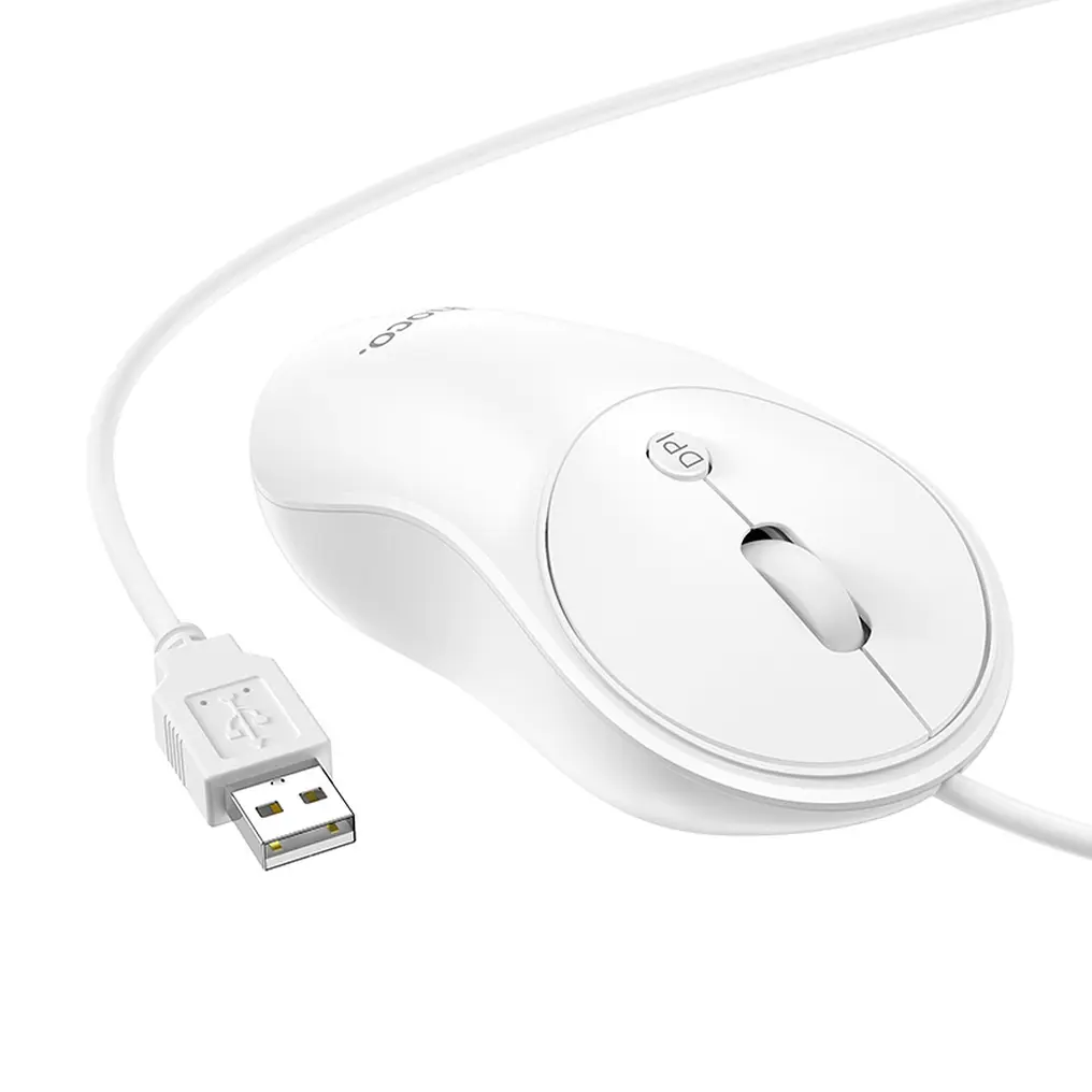 Trådad USB-mus HOCO GM13, 1600DPI, Vit