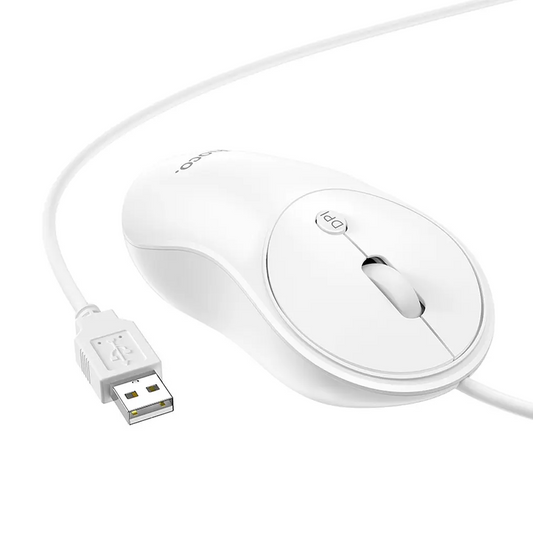 Trådad USB-mus HOCO GM13, 1600DPI, Vit