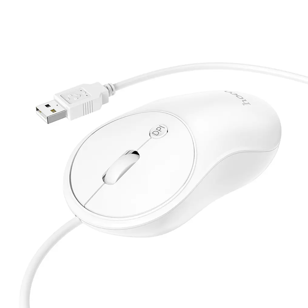 Trådad USB-mus HOCO GM13, 1600DPI, Vit