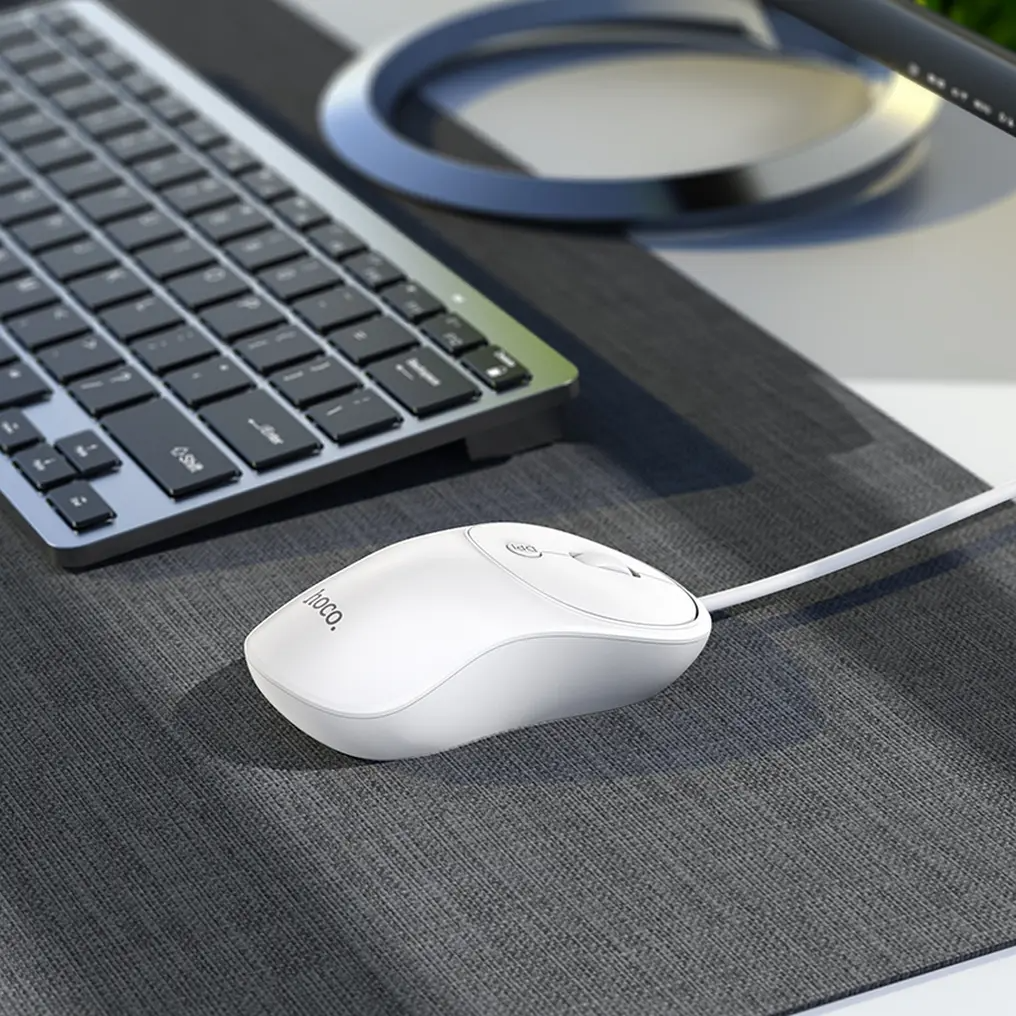 Trådad USB-mus HOCO GM13, 1600DPI, Vit