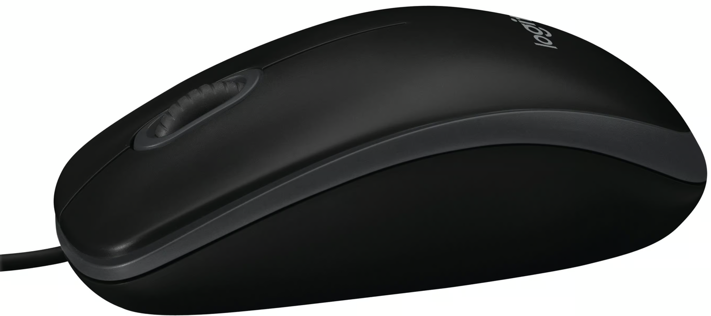 Mus med sladd USB Logitech B100, 1000DPI, Svart 910-003357