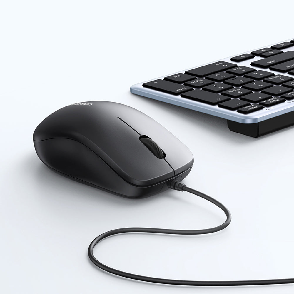 Mus med sladd USB UGREEN MU007, 1200DPI, 1.5m, Svart